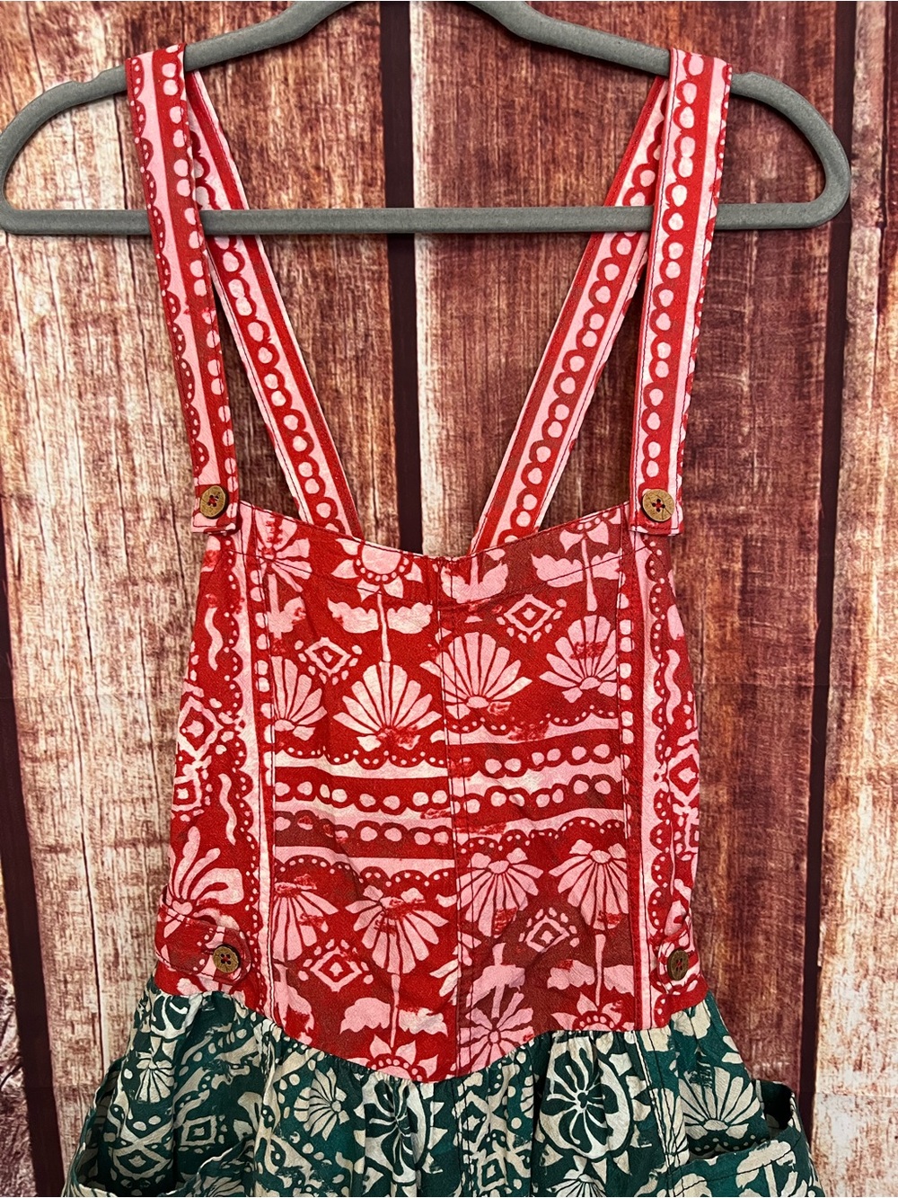 Free People | Tropical Floral Shortalls in Red and Green - Picture 4 of 12
